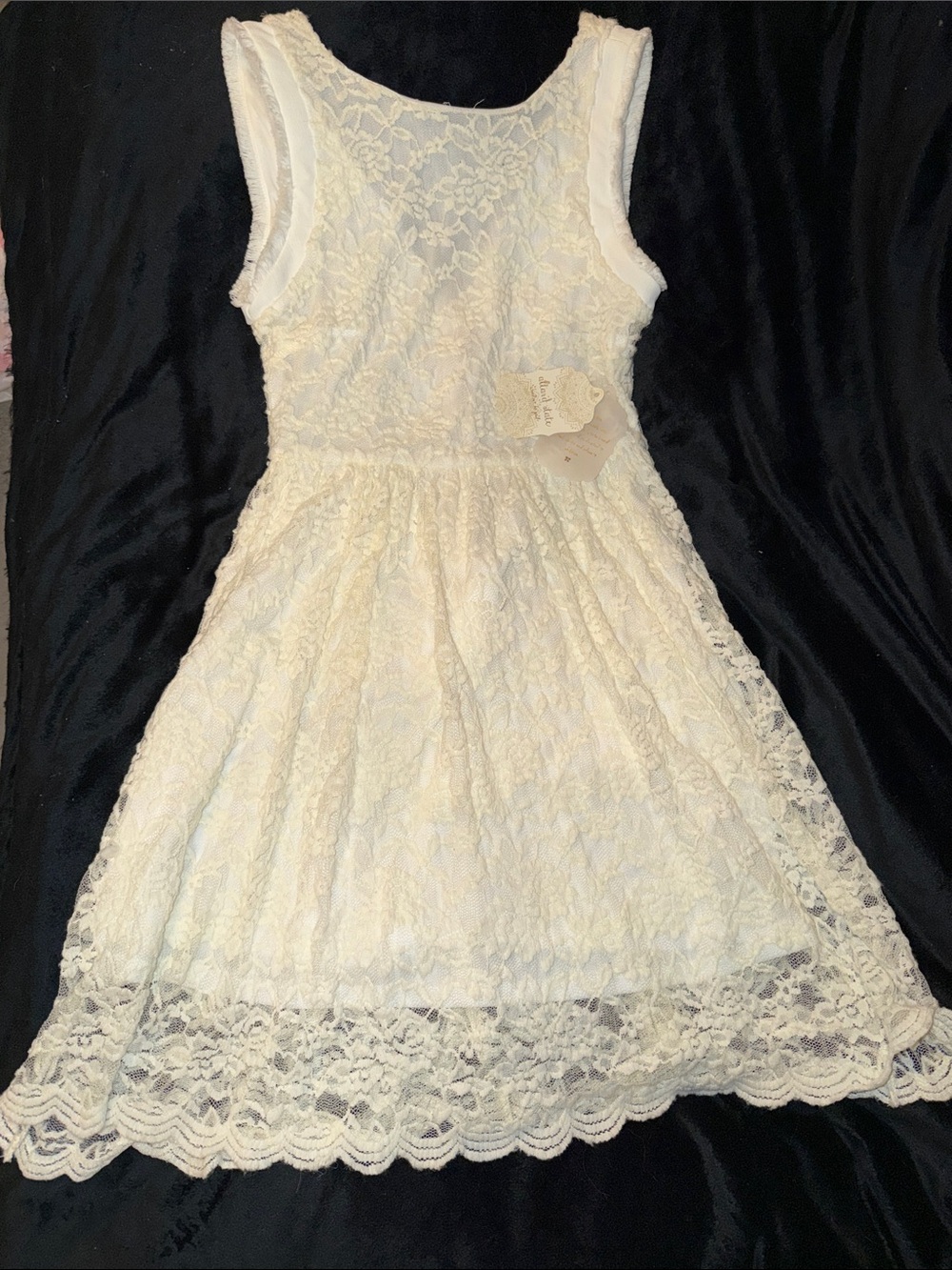Altar'd State Ivory Lace Sleeveless Fit-and-Flare Dress